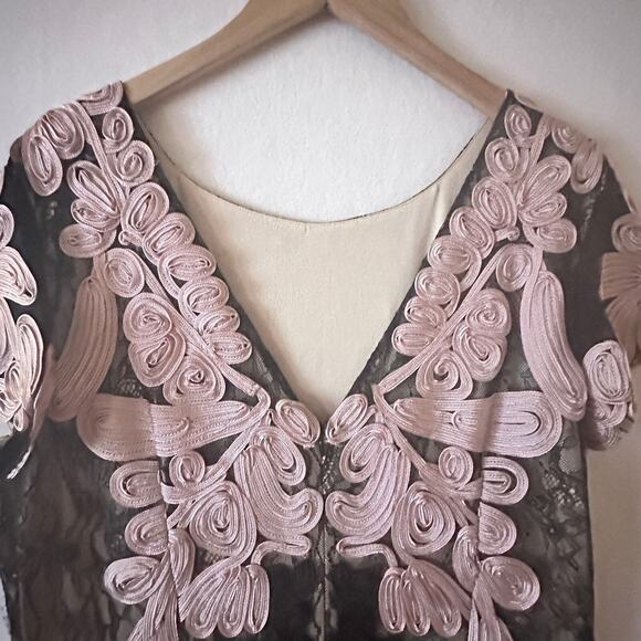 JS Collections Soutache Quill Overlay Lace Dress Sz 16 Midi Whimsygoth Wedding - Picture 11 of 16